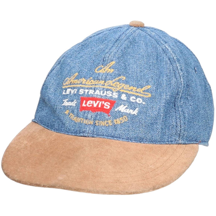 Levi's baseball cap, one size fits most, two-tone suede with leather brim cotton Blue type light blue Vintage Second Hand