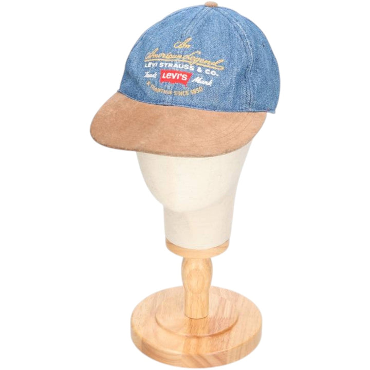 Levi's baseball cap, one size fits most, two-tone suede with leather brim cotton Blue type light blue Vintage Second Hand