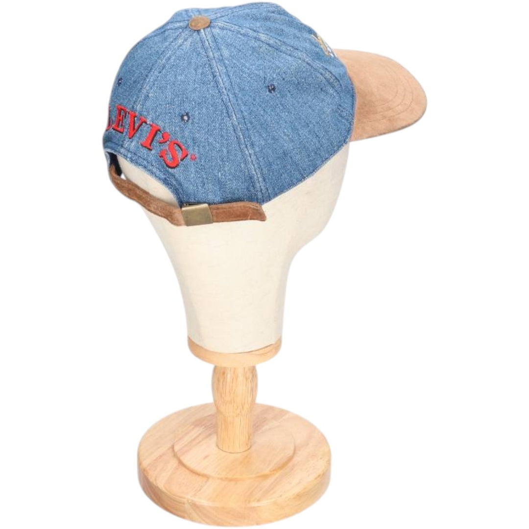 Levi's baseball cap, one size fits most, two-tone suede with leather brim cotton Blue type light blue Vintage Second Hand