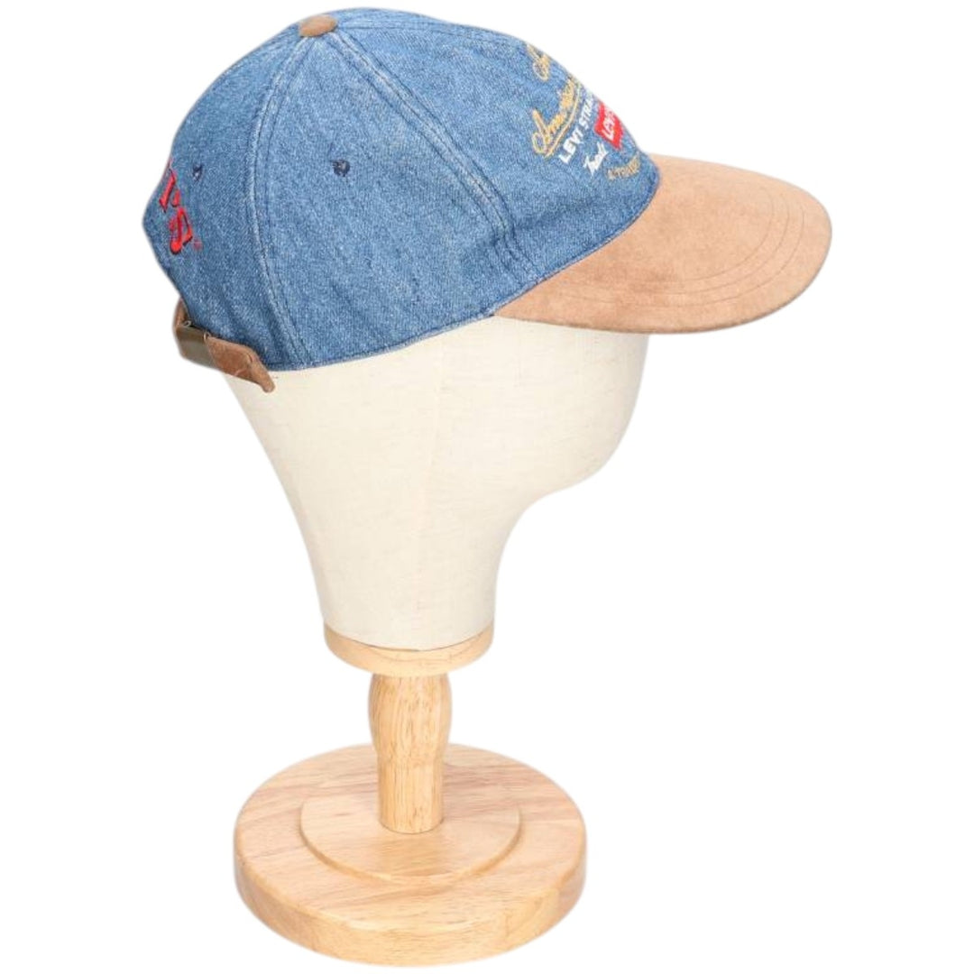 Levi's baseball cap, one size fits most, two-tone suede with leather brim cotton Blue type light blue Vintage Second Hand