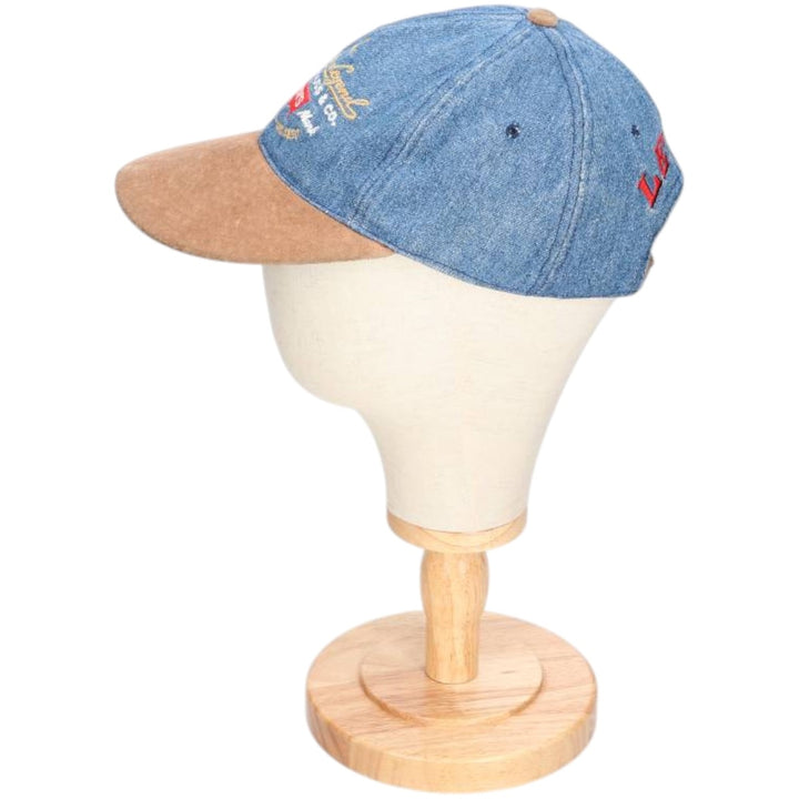 Levi's baseball cap, one size fits most, two-tone suede with leather brim cotton Blue type light blue Vintage Second Hand