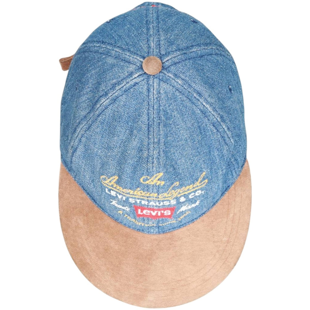 Levi's baseball cap, one size fits most, two-tone suede with leather brim cotton Blue type light blue Vintage Second Hand