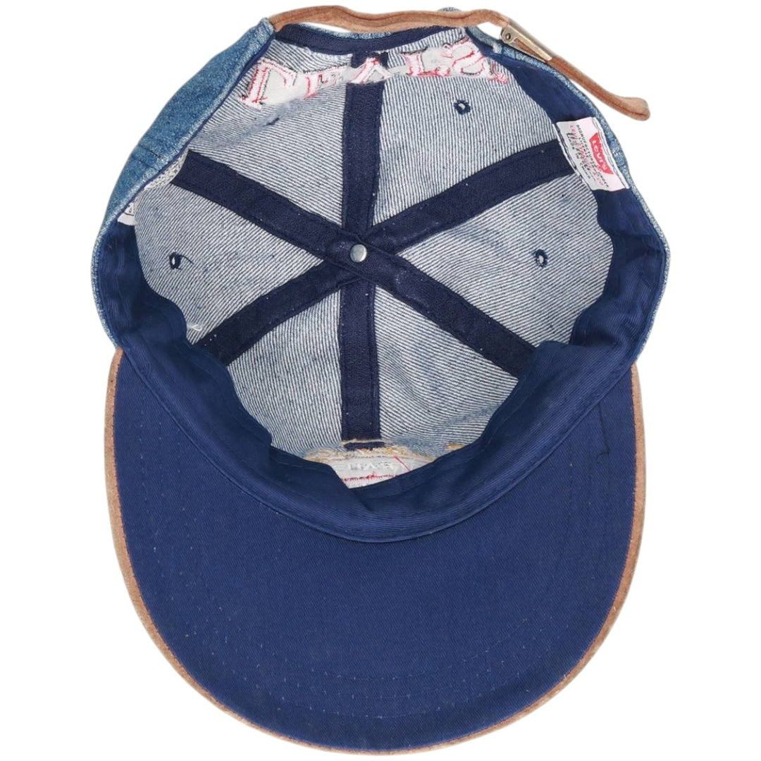 Levi's baseball cap, one size fits most, two-tone suede with leather brim cotton Blue type light blue Vintage Second Hand