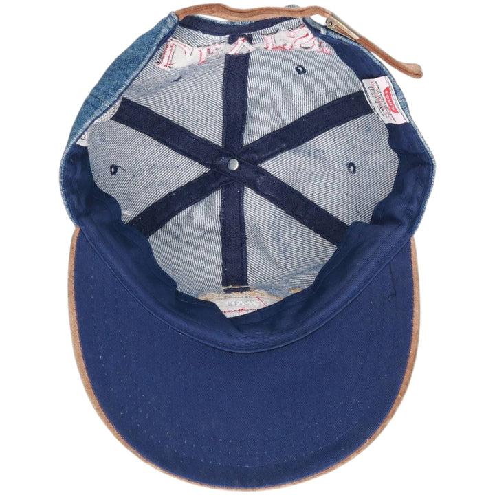 Levi's baseball cap, one size fits most, two-tone suede with leather brim cotton Blue type light blue Vintage Second Hand