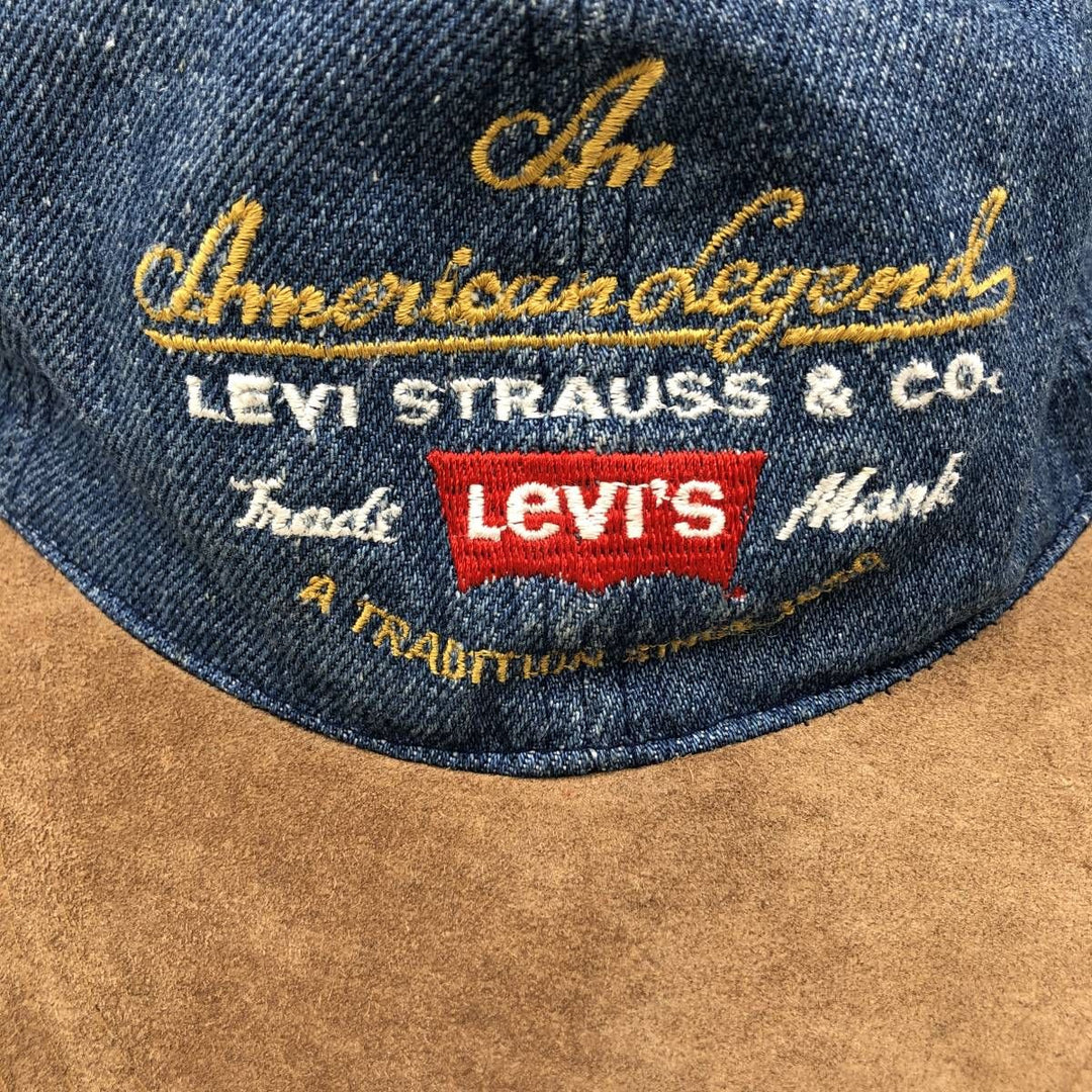 Levi's baseball cap, one size fits most, two-tone suede with leather brim cotton Blue type light blue Vintage Second Hand