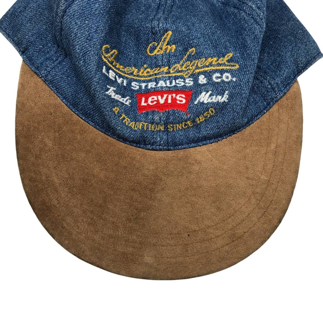 Levi's baseball cap, one size fits most, two-tone suede with leather brim cotton Blue type light blue Vintage Second Hand
