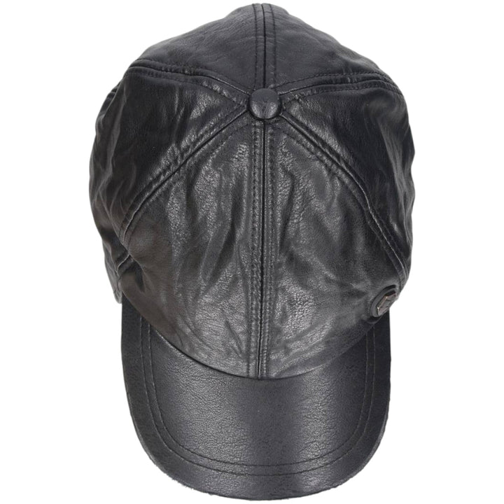 Earflap faux leather cap, one size fits most unclear black type Vintage Second Hand