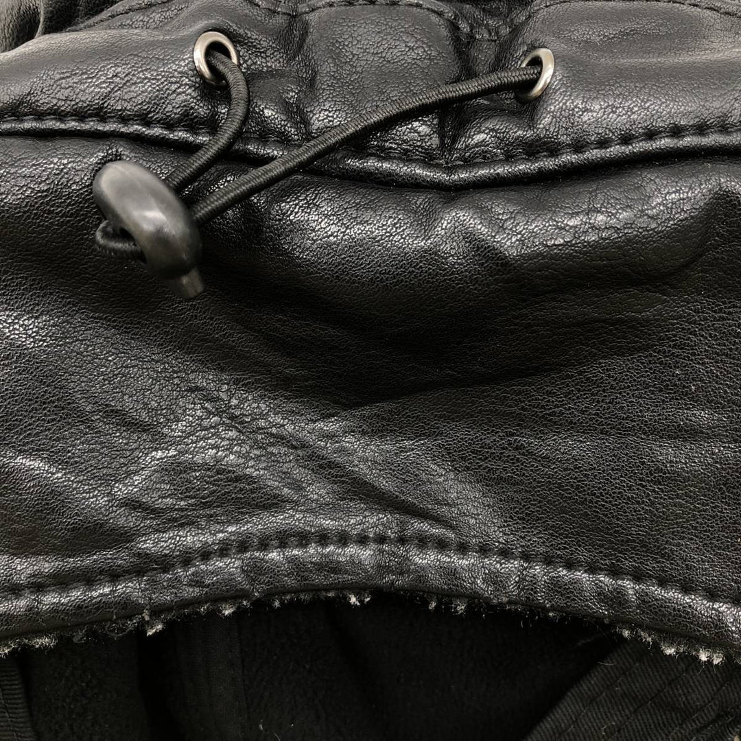 Earflap faux leather cap, one size fits most unclear black type Vintage Second Hand