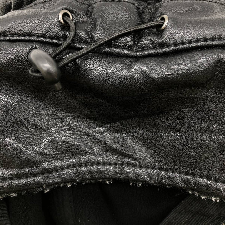 Earflap faux leather cap, one size fits most unclear black type Vintage Second Hand