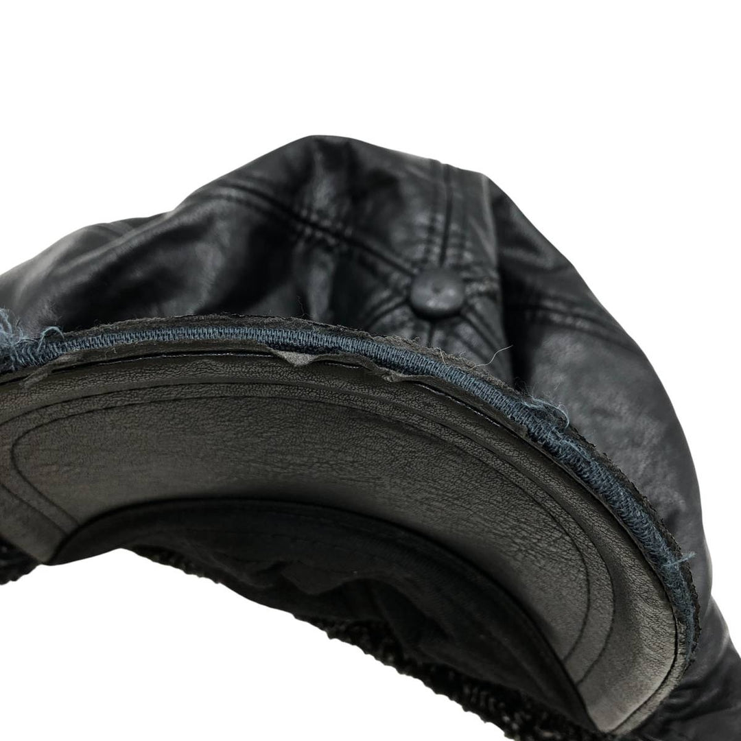 Earflap faux leather cap, one size fits most unclear black type Vintage Second Hand