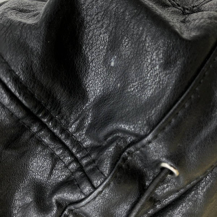 Earflap faux leather cap, one size fits most unclear black type Vintage Second Hand