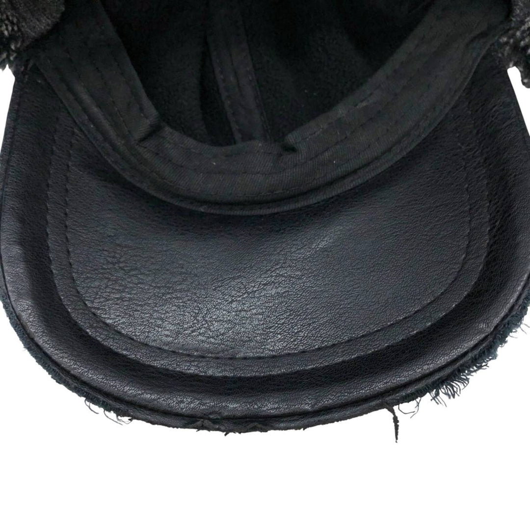 Earflap faux leather cap, one size fits most unclear black type Vintage Second Hand