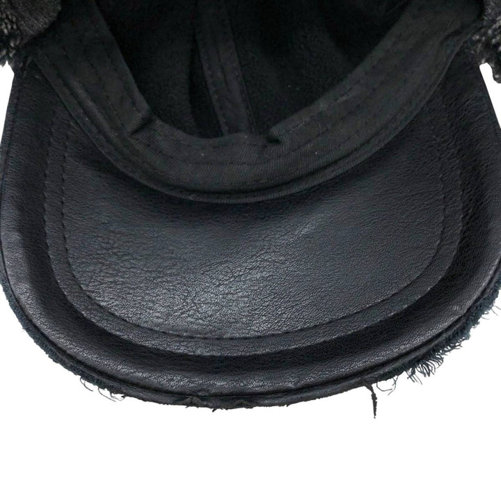 Earflap faux leather cap, one size fits most unclear black type Vintage Second Hand