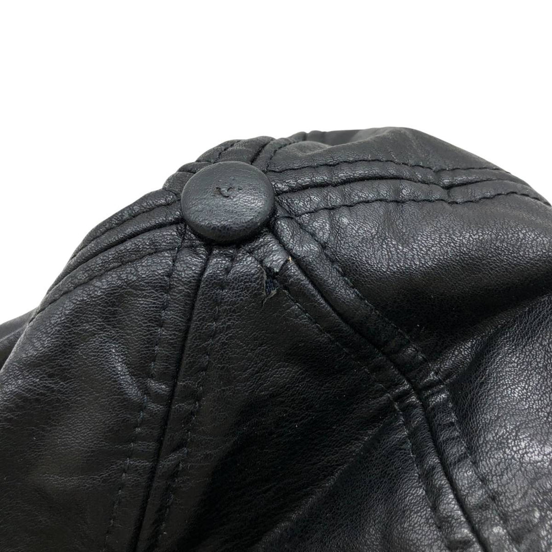 Earflap faux leather cap, one size fits most unclear black type Vintage Second Hand