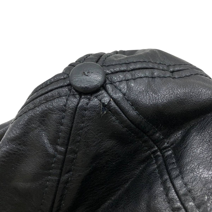 Earflap faux leather cap, one size fits most unclear black type Vintage Second Hand