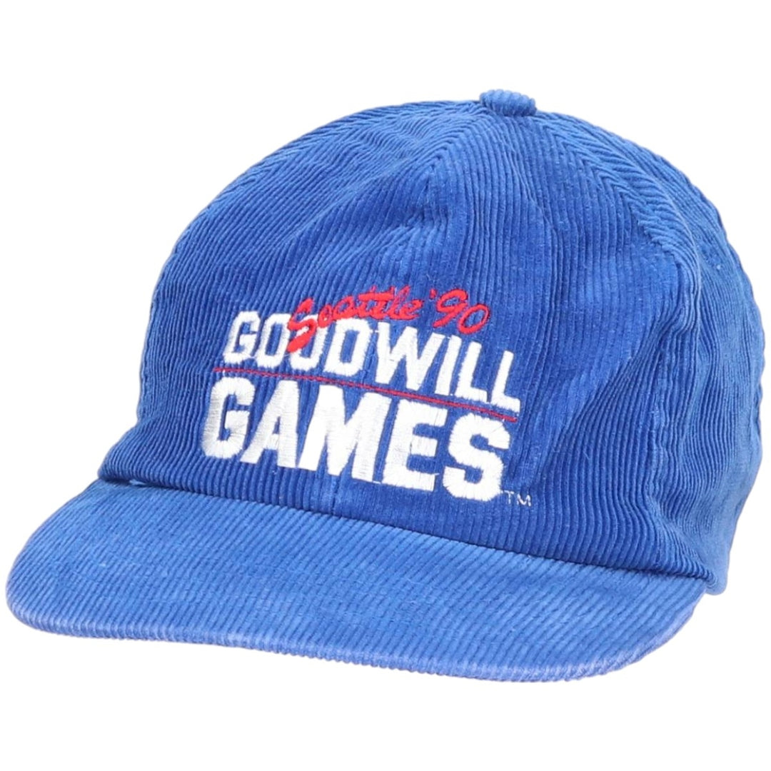 90'S GOODWILL GAMES Corduroy Cap, One Size Fits All, Vintage cotton blue type Vintage Second Hand