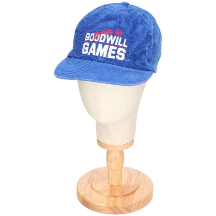 90'S GOODWILL GAMES Corduroy Cap, One Size Fits All, Vintage cotton blue type Vintage Second Hand