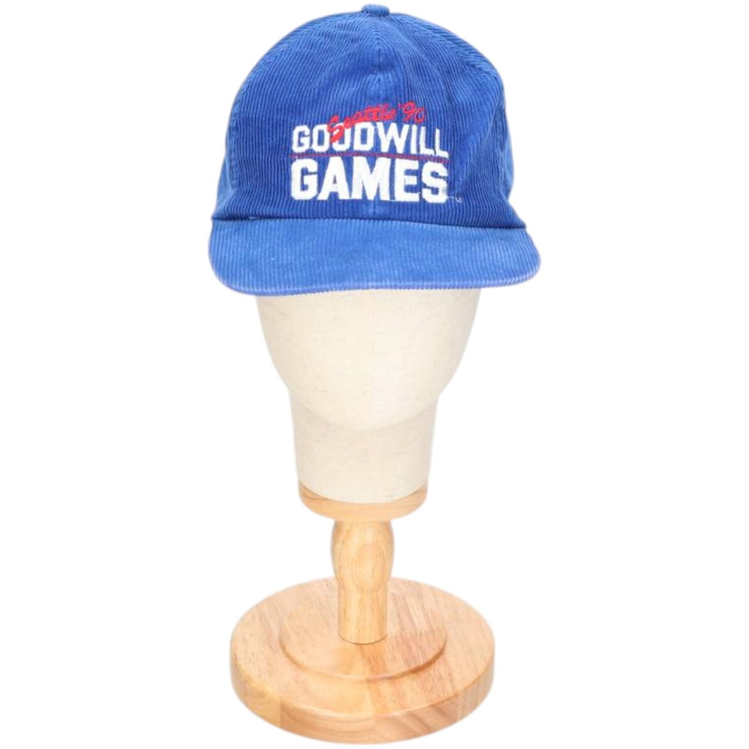90'S GOODWILL GAMES Corduroy Cap, One Size Fits All, Vintage cotton blue type Vintage Second Hand