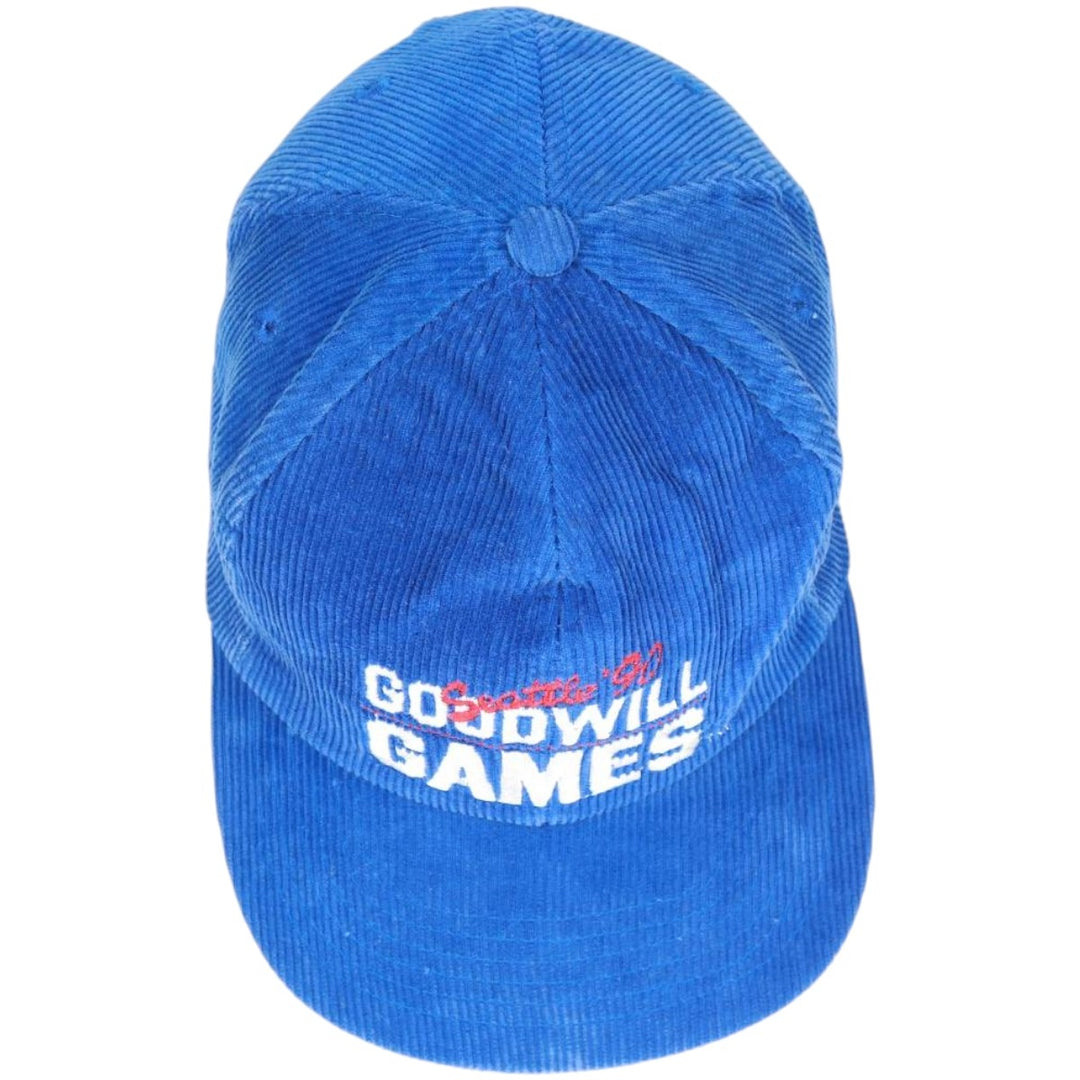 90'S GOODWILL GAMES Corduroy Cap, One Size Fits All, Vintage cotton blue type Vintage Second Hand