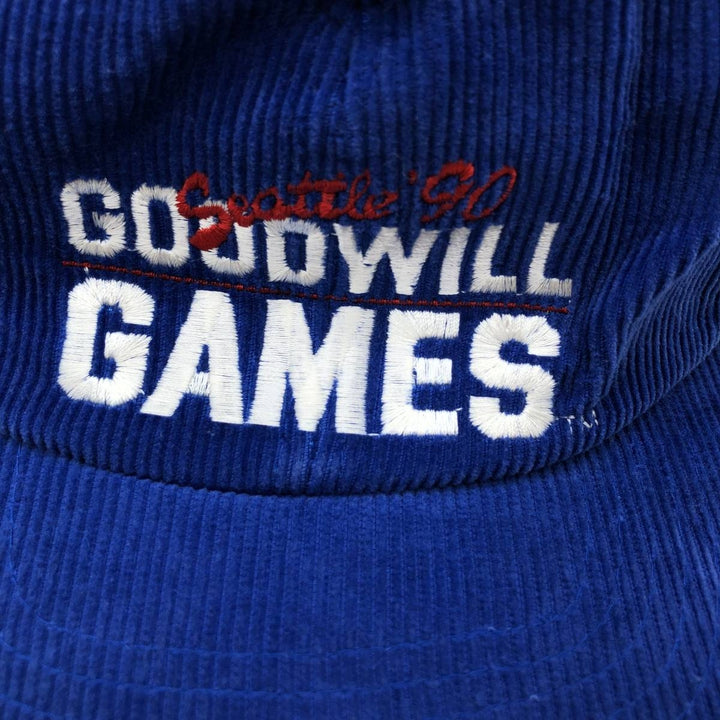 90'S GOODWILL GAMES Corduroy Cap, One Size Fits All, Vintage cotton blue type Vintage Second Hand