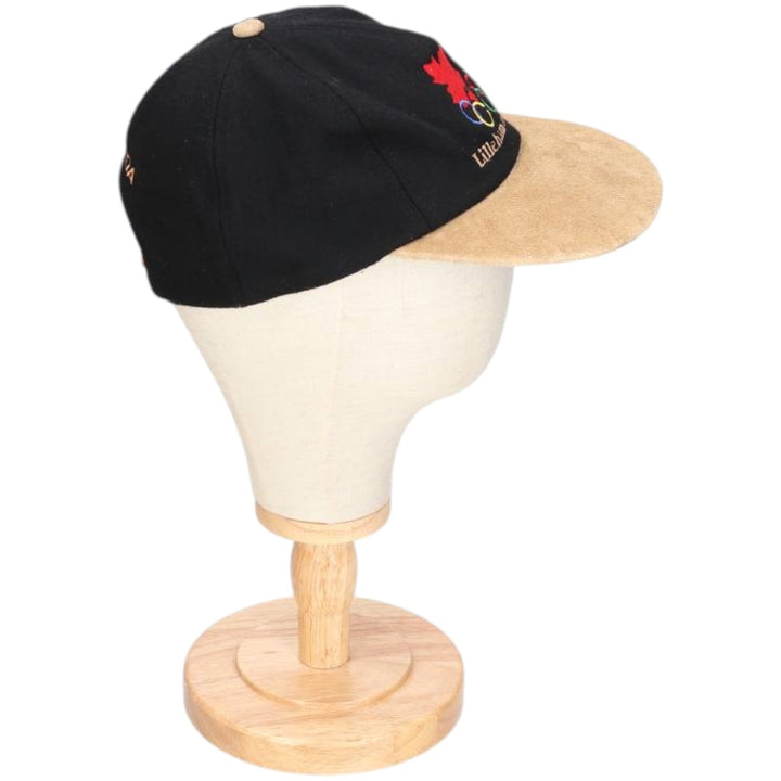 1994 KP CAPS Lillehammer Olympics Wool Two-Tone Leather Brim 6-Panel Cap (One Size Fits Most) wool black type Vintage Second Hand