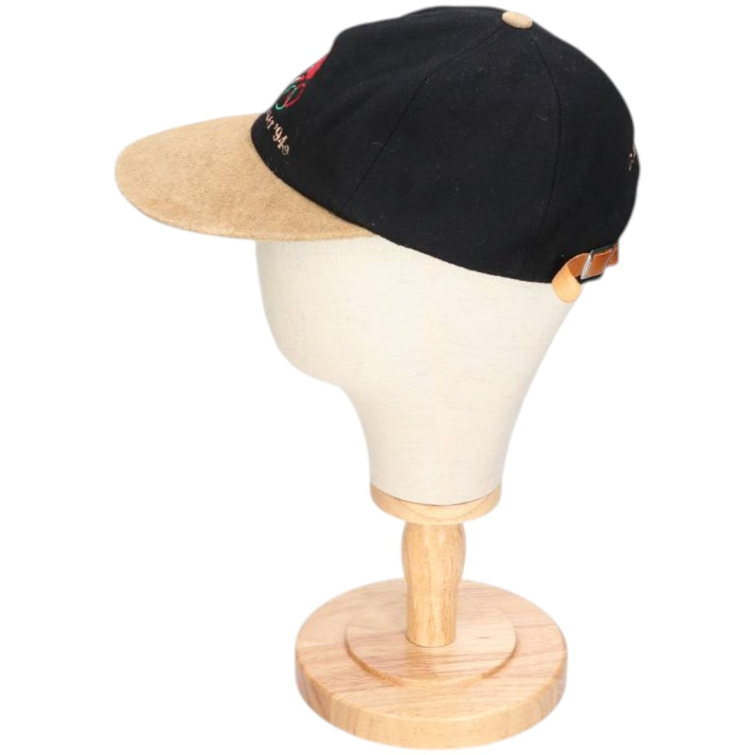 1994 KP CAPS Lillehammer Olympics Wool Two-Tone Leather Brim 6-Panel Cap (One Size Fits Most) wool black type Vintage Second Hand