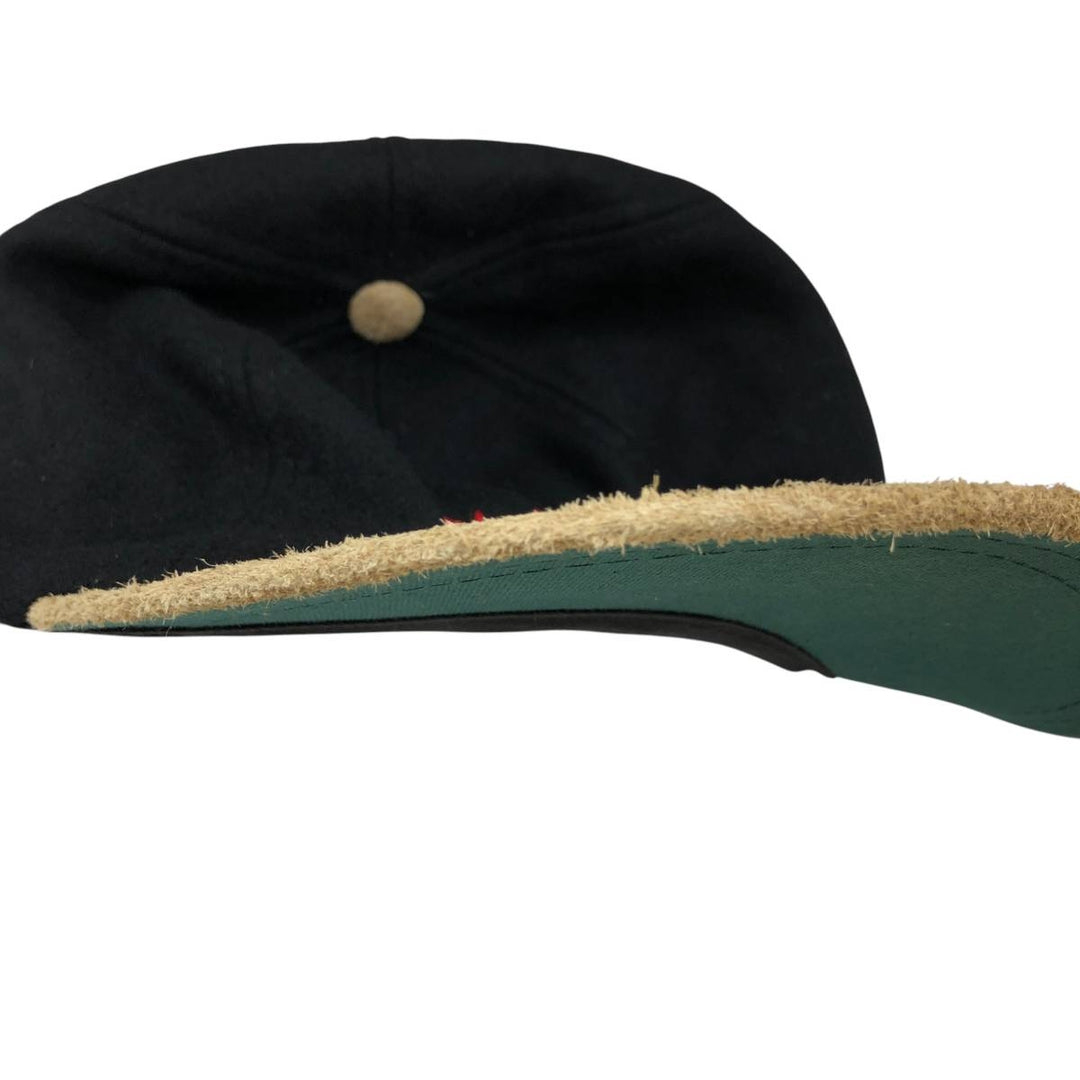 1994 KP CAPS Lillehammer Olympics Wool Two-Tone Leather Brim 6-Panel Cap (One Size Fits Most) wool black type Vintage Second Hand