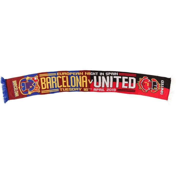 FC Barcelona FC Manchester United Soccer Acrylic Scarf acrylic burgundy type Vintage Second Hand