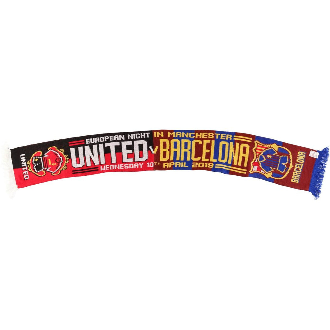 FC Barcelona FC Manchester United Soccer Acrylic Scarf acrylic burgundy type Vintage Second Hand