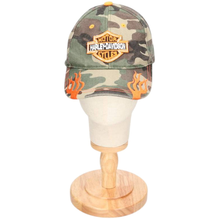 Harley-Davidson Camouflage Pattern Woodland Camo Baseball Cap, One Size Fits Most cotton Khaki type sage green Vintage Second Hand