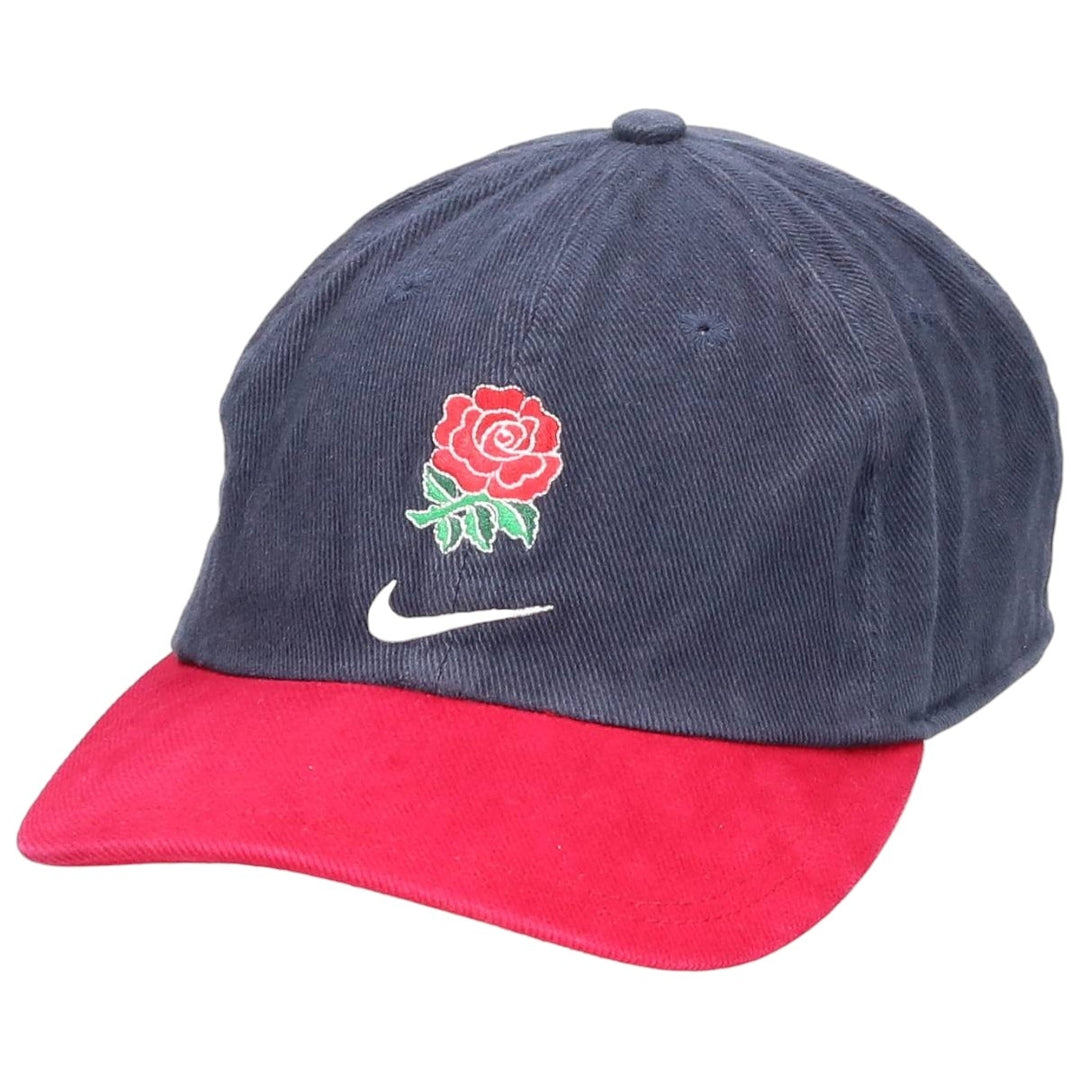 90'S Nike England Rugby Team Two-Tone Baseball Cap, 6-Panel, One Size Fits Most cotton navy blue type Vintage Second Hand