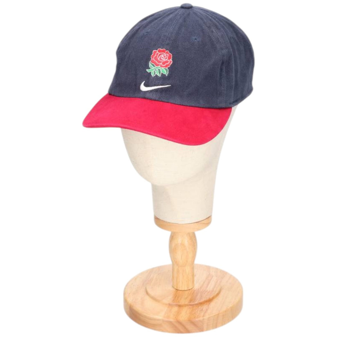 90'S Nike England Rugby Team Two-Tone Baseball Cap, 6-Panel, One Size Fits Most cotton navy blue type Vintage Second Hand