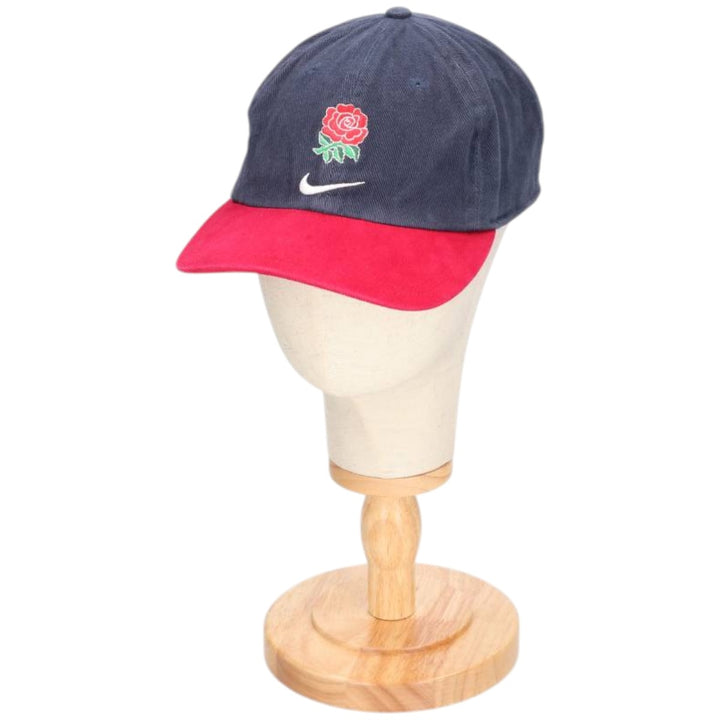 90'S Nike England Rugby Team Two-Tone Baseball Cap, 6-Panel, One Size Fits Most cotton navy blue type Vintage Second Hand