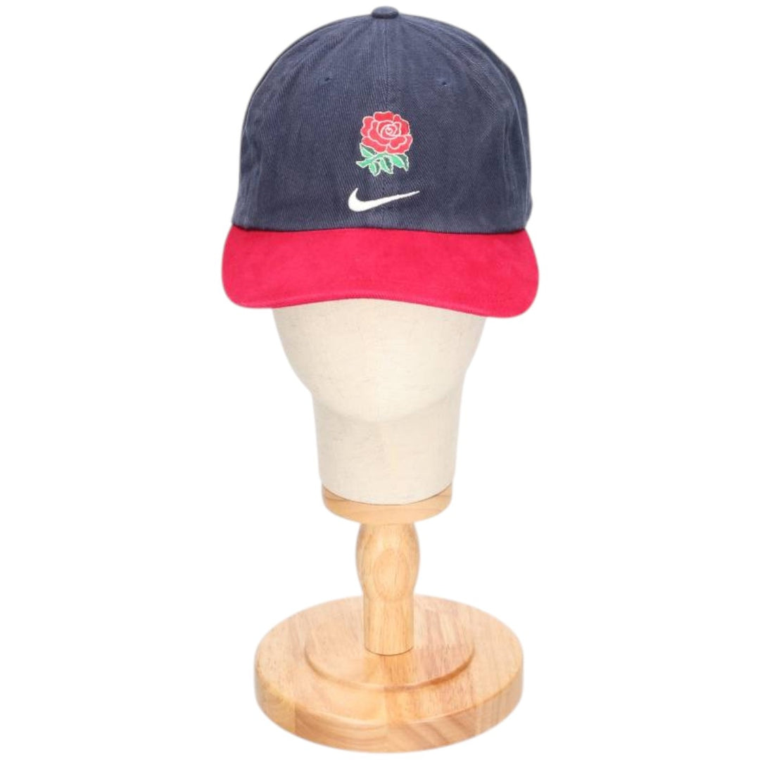 90'S Nike England Rugby Team Two-Tone Baseball Cap, 6-Panel, One Size Fits Most cotton navy blue type Vintage Second Hand