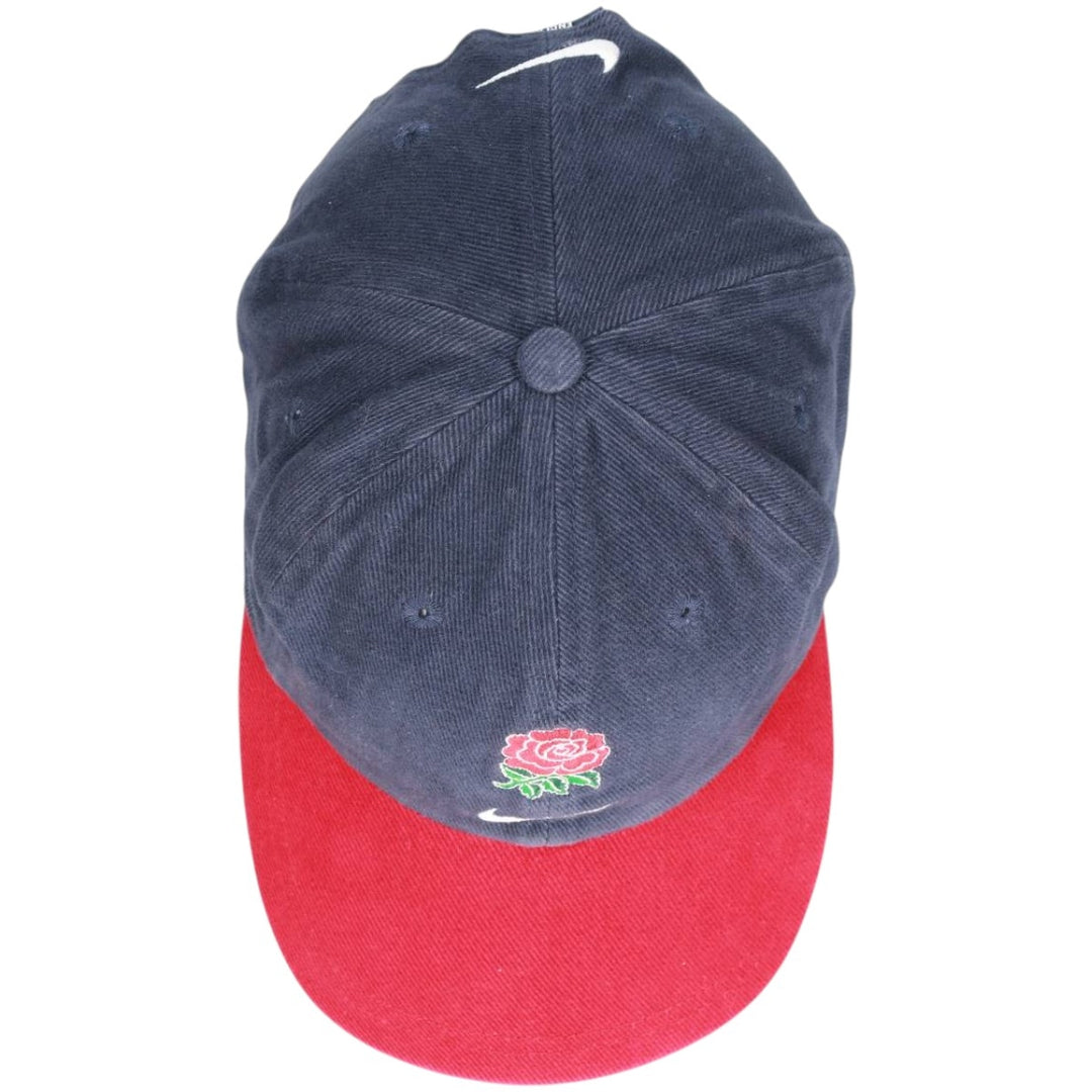90'S Nike England Rugby Team Two-Tone Baseball Cap, 6-Panel, One Size Fits Most cotton navy blue type Vintage Second Hand