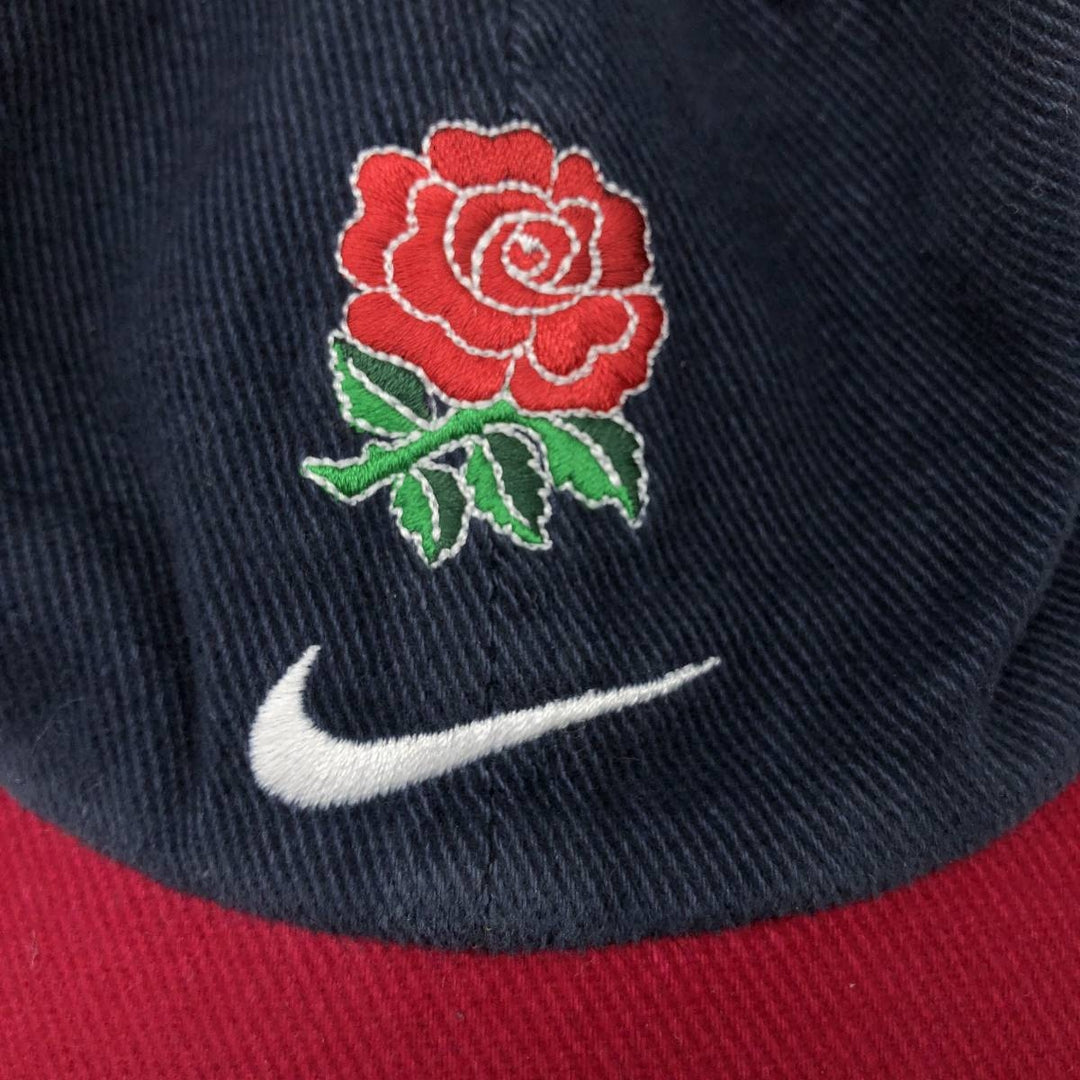 90'S Nike England Rugby Team Two-Tone Baseball Cap, 6-Panel, One Size Fits Most cotton navy blue type Vintage Second Hand