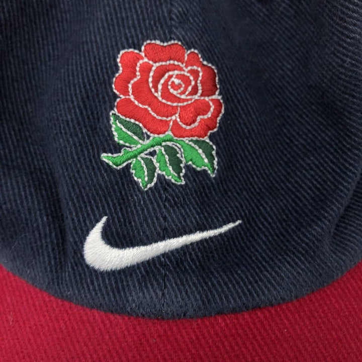 90'S Nike England Rugby Team Two-Tone Baseball Cap, 6-Panel, One Size Fits Most cotton navy blue type Vintage Second Hand