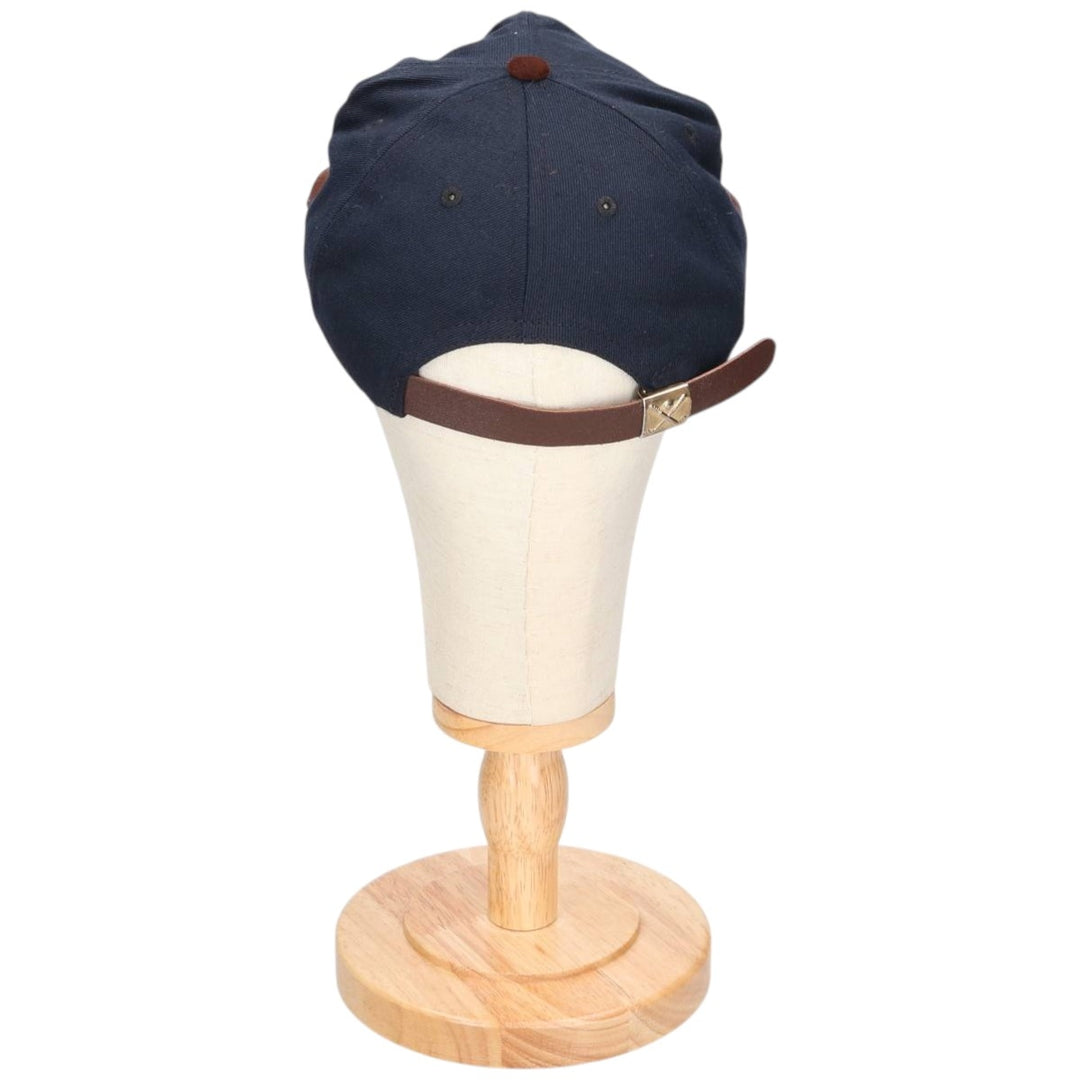 90'S AIG Two-Tone Leather Brim Suede Advertising Baseball Cap, Made in USA, One Size Fits Most unclear navy blue type Vintage Second Hand