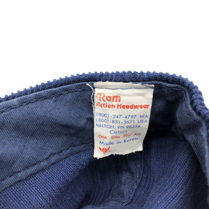 Vintage 1980'S RAM ACTION HEADWEAR ADVERDIZING Corduroy Cap, One Size Fits Most cotton navy blue type Vintage Second Hand