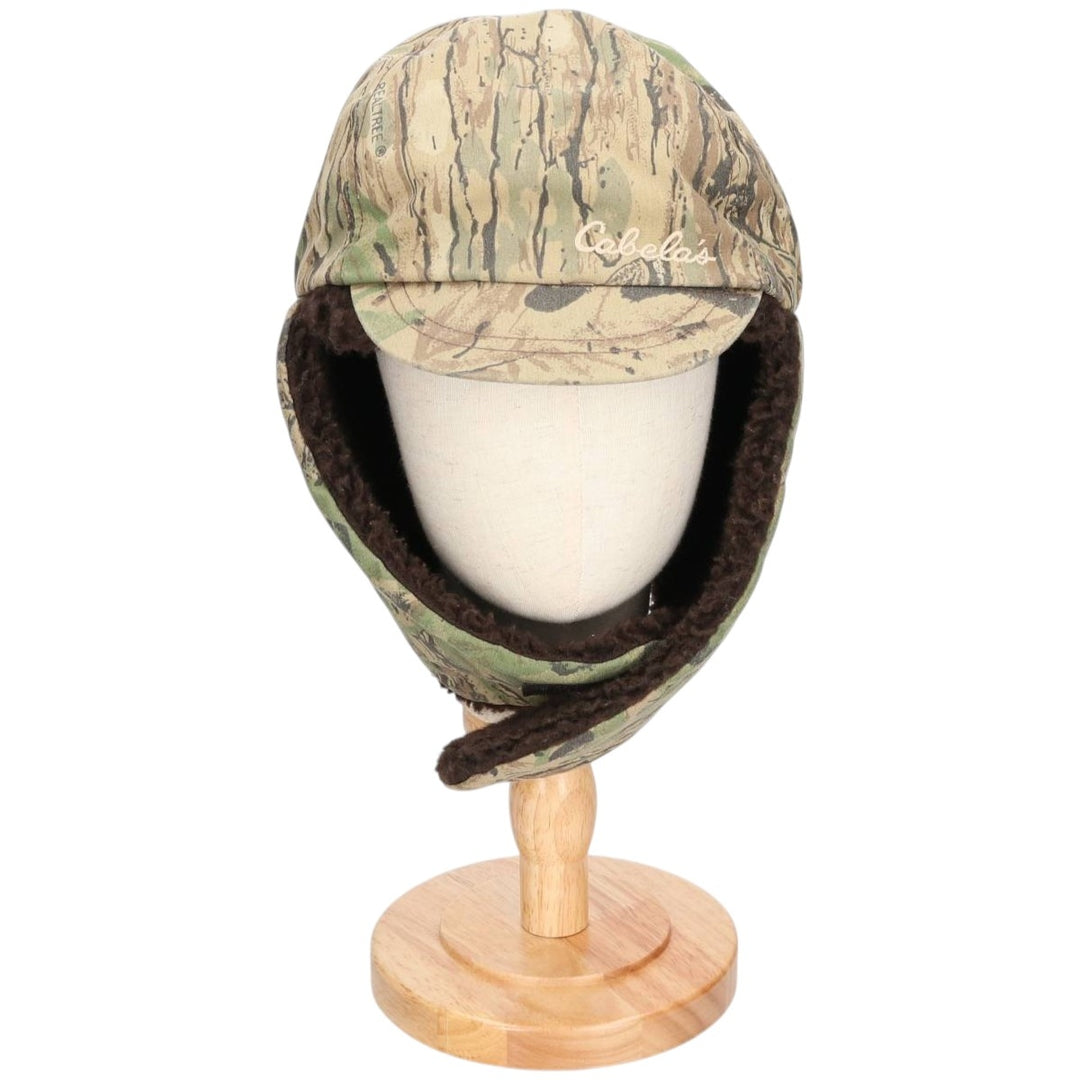 Vintage 80s-90'S Cabelas Camouflage Pattern Realtree Camo Ear Flap Cap, Made in USA, One Size Fits Most unclear Khaki type sage green Vintage Second Hand