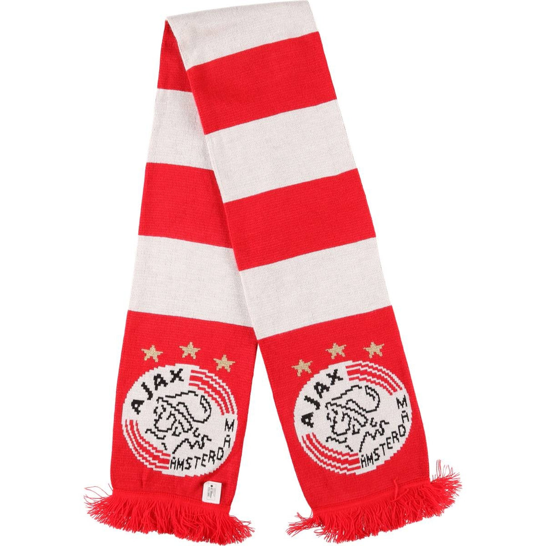EREDIVISIE AJAX AMSTERDAM Soccer Acrylic Scarf Made in Europe acrylic red type Vintage Second Hand