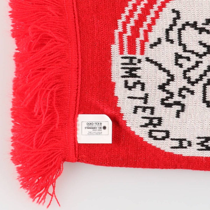 EREDIVISIE AJAX AMSTERDAM Soccer Acrylic Scarf Made in Europe acrylic red type Vintage Second Hand