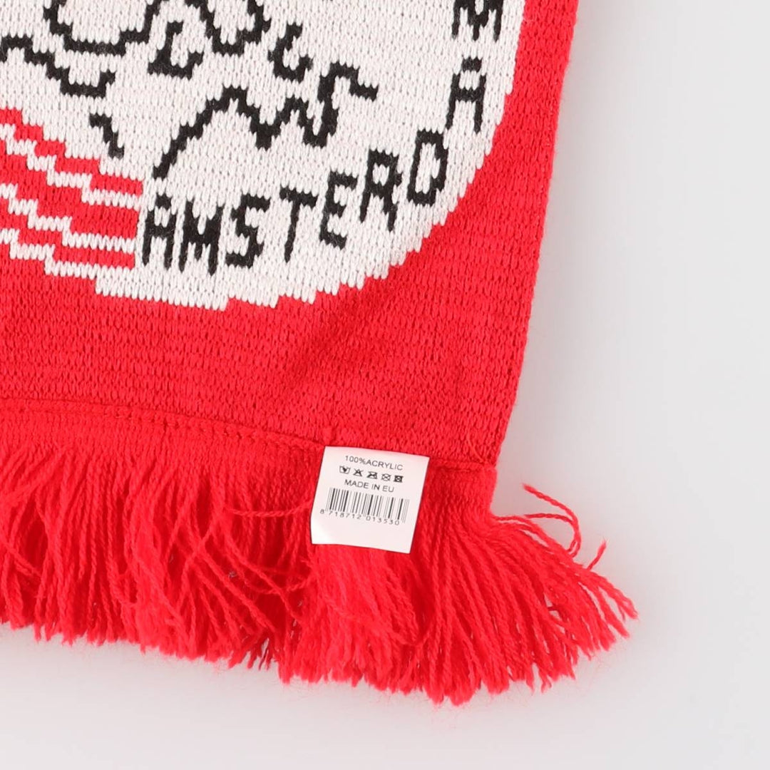 EREDIVISIE AJAX AMSTERDAM Soccer Acrylic Scarf Made in Europe acrylic red type Vintage Second Hand
