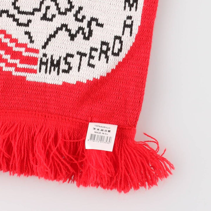 EREDIVISIE AJAX AMSTERDAM Soccer Acrylic Scarf Made in Europe acrylic red type Vintage Second Hand