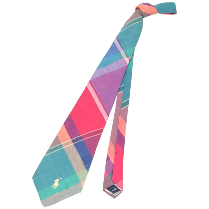 Ralph Lauren POLO by Ralph Lauren Madras Check Tie Made in USA cotton multicolor Vintage Second Hand