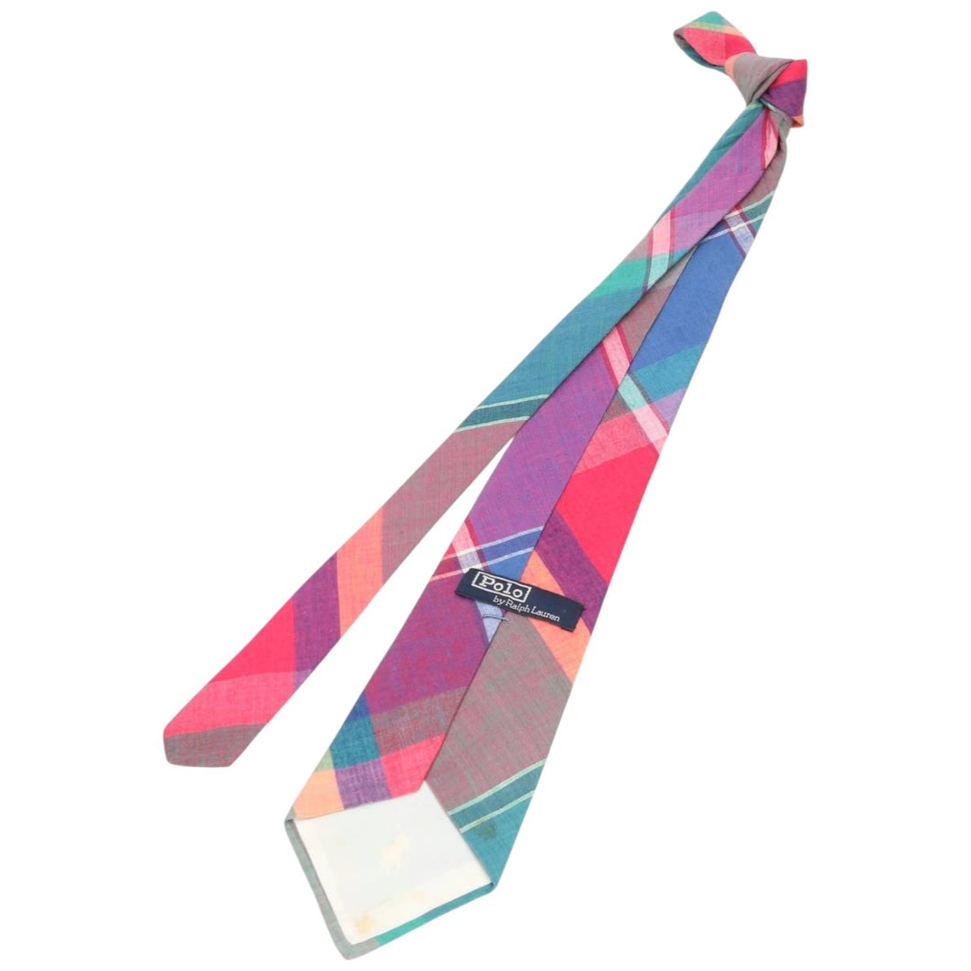 Ralph Lauren POLO by Ralph Lauren Madras Check Tie Made in USA cotton multicolor Vintage Second Hand