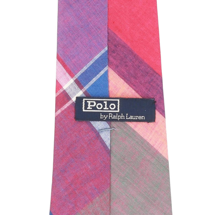 Ralph Lauren POLO by Ralph Lauren Madras Check Tie Made in USA cotton multicolor Vintage Second Hand