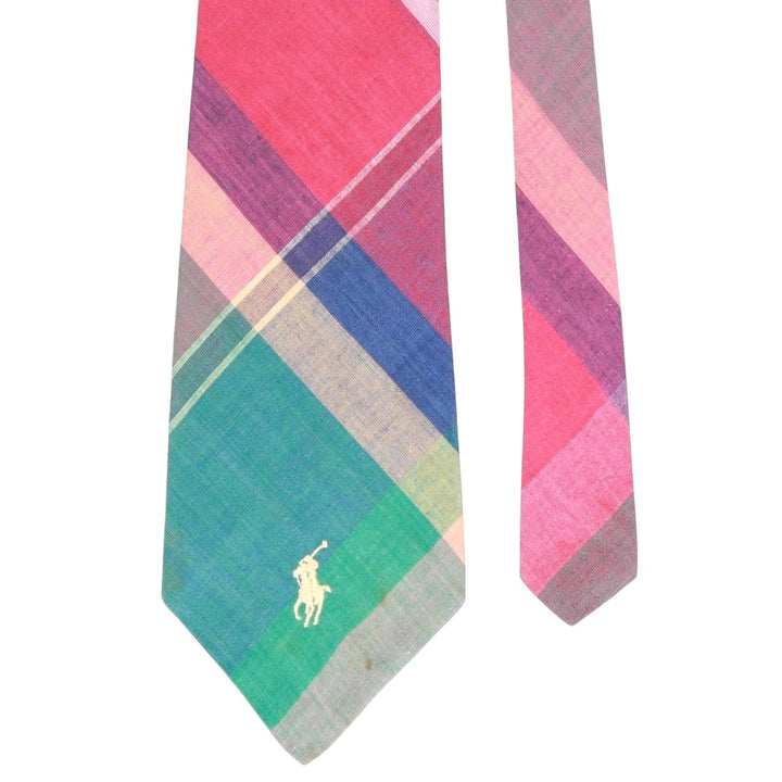 Ralph Lauren POLO by Ralph Lauren Madras Check Tie Made in USA cotton multicolor Vintage Second Hand