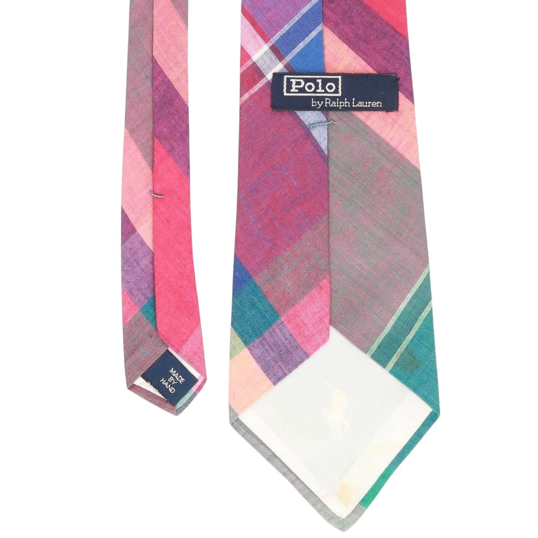 Ralph Lauren POLO by Ralph Lauren Madras Check Tie Made in USA cotton multicolor Vintage Second Hand