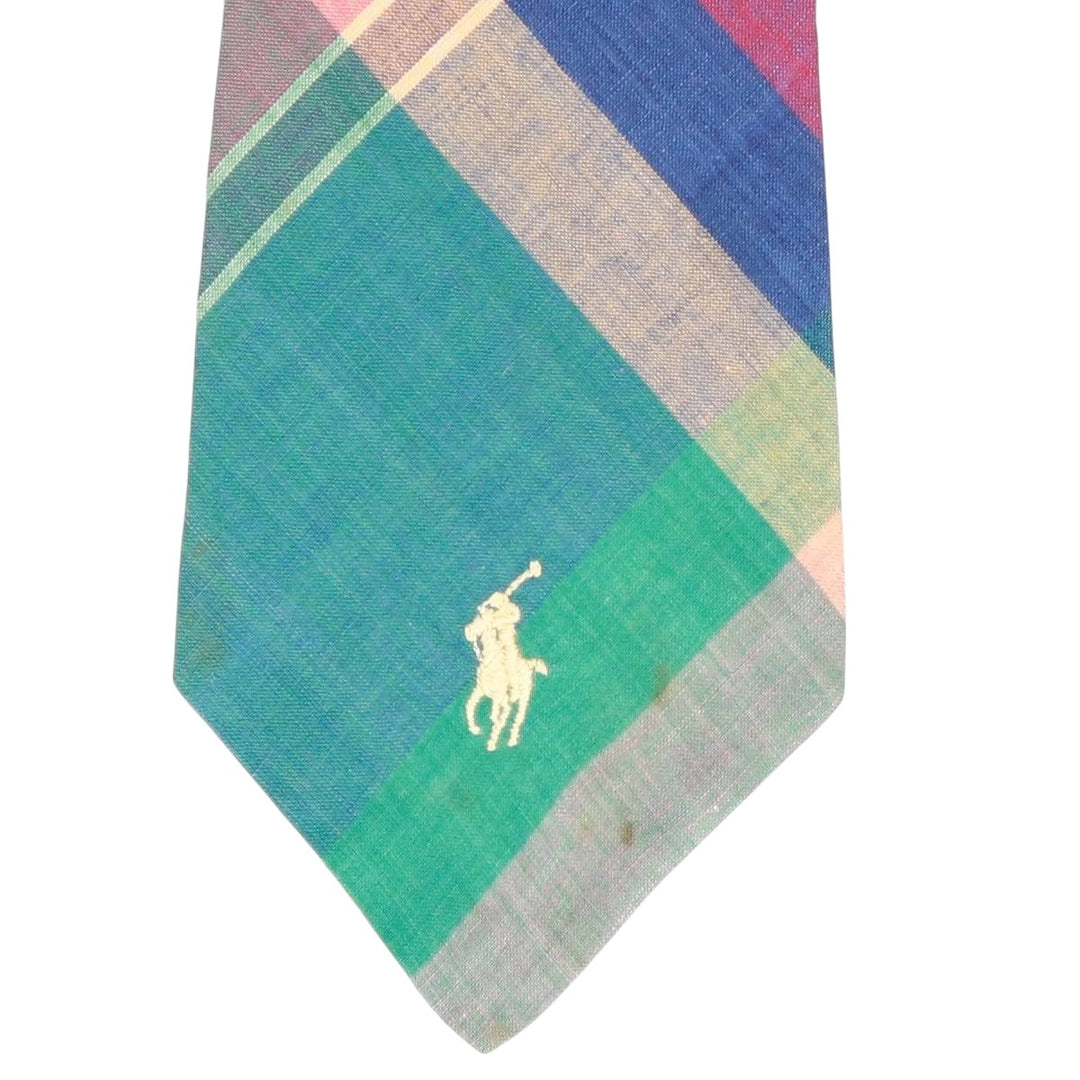 Ralph Lauren POLO by Ralph Lauren Madras Check Tie Made in USA cotton multicolor Vintage Second Hand